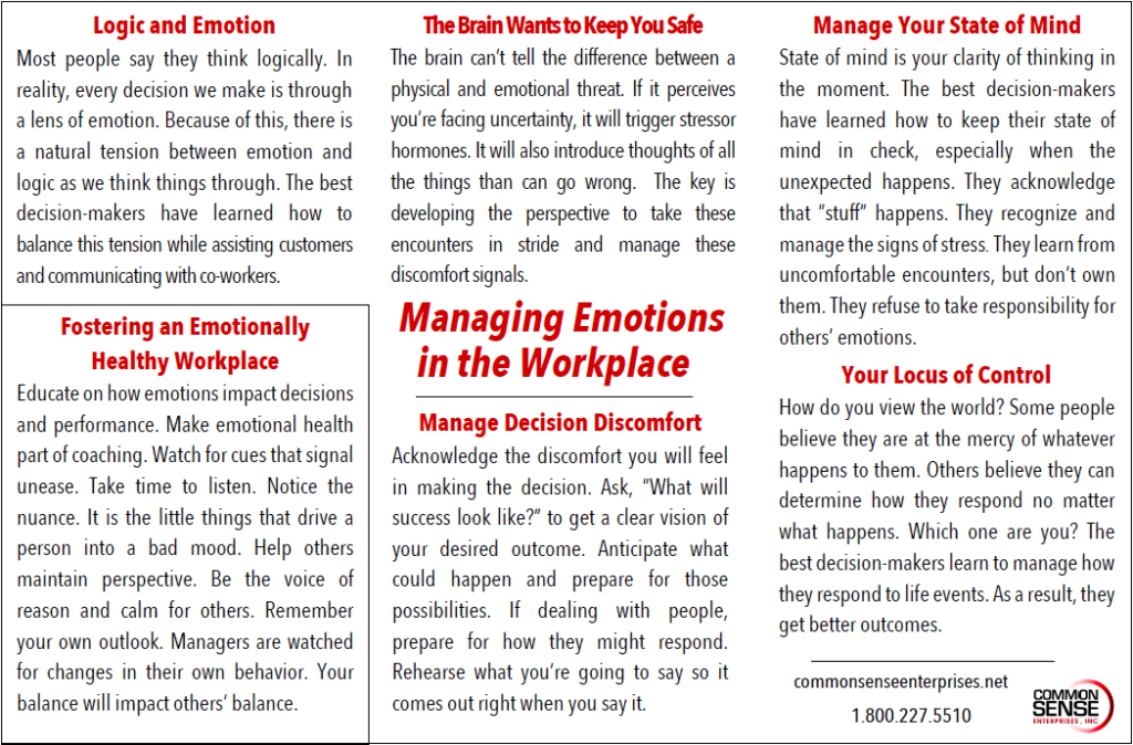 Managing Emotions in the Workplace
