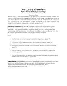 Overcoming Overwhelm Back Cover